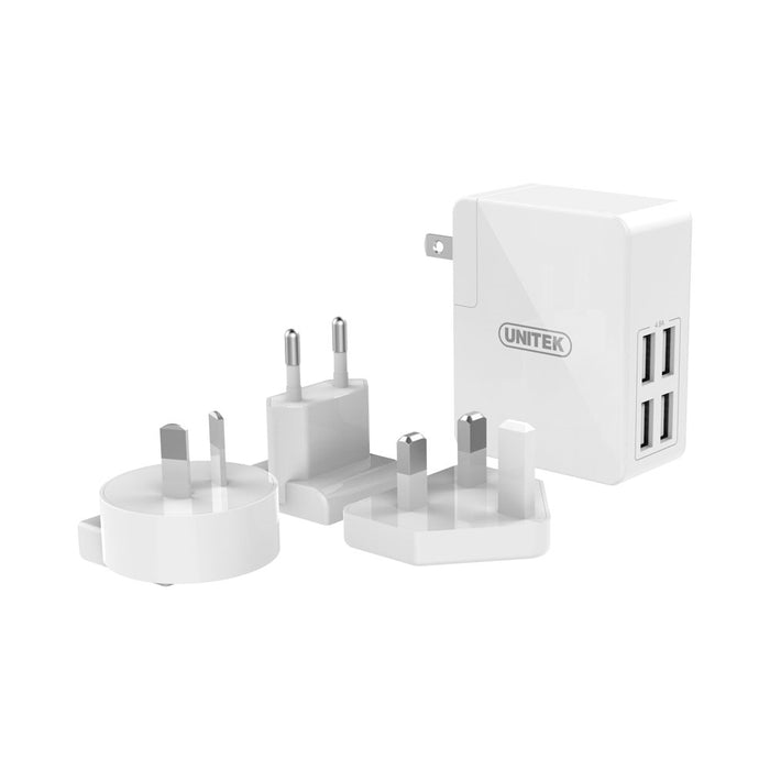 UNITEK 24W 4P USB TRAVEL WALL CHARGER (Y-PW10001) - USB-4P-CHARGE-EURO-U