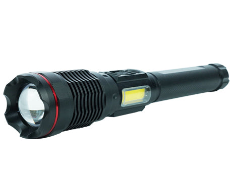 Zartek Extreme Bright Flashlight 6000 Lm,  LED COB Globe 80W,  Side Light 6W White & Red Light, USB type-C Rechargeable, Aluminium, 
Mains plug in charger, battery 26650 7.4V 4000mAH, Powerbank