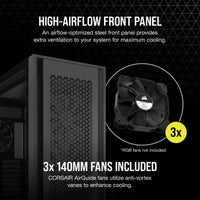 7000D Airflow Black Tempered Glass Full Tower; 6x 3.5'' |  4x 2.5'' Drive Bays ; 480mm Radiator Compatible; 3x140mm fan incl-CC-9011218-WW