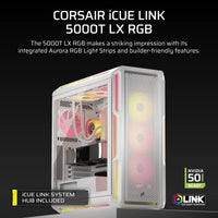 Corsair iCUE LINK 5000T LX RGB Mid-Tower PC Case; White