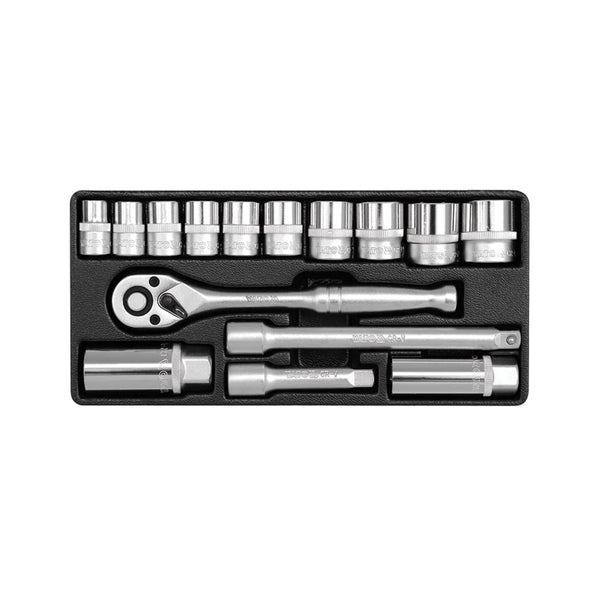 YATO SOCKET SET METAL-CASE 15PC 3/8" 10-22MM