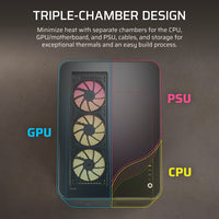 AIR 5400 LX-R RGB iCUE LINK Triple Chamber Mid-Tower PC Case ;3x Fans included;2x 2.5'' ; 1x 3.5'';  Black
