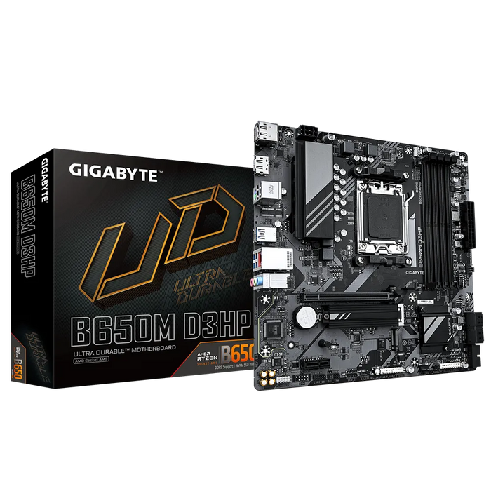 GIGABYTE AMD B650 Chipset for AMD AM5; 4x Dual DDR5; 2x M2; 1x HDMI 2x DP-GA-B650M-D3HP