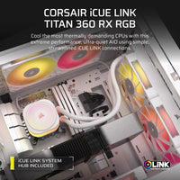 Corsair iCUE LINK TITAN 360 RX RGB Liquid CPU Cooler - White _ RX120 RGB Fans _ Fits Intel LGA 1851/1700; AMD® AM5/AM4.