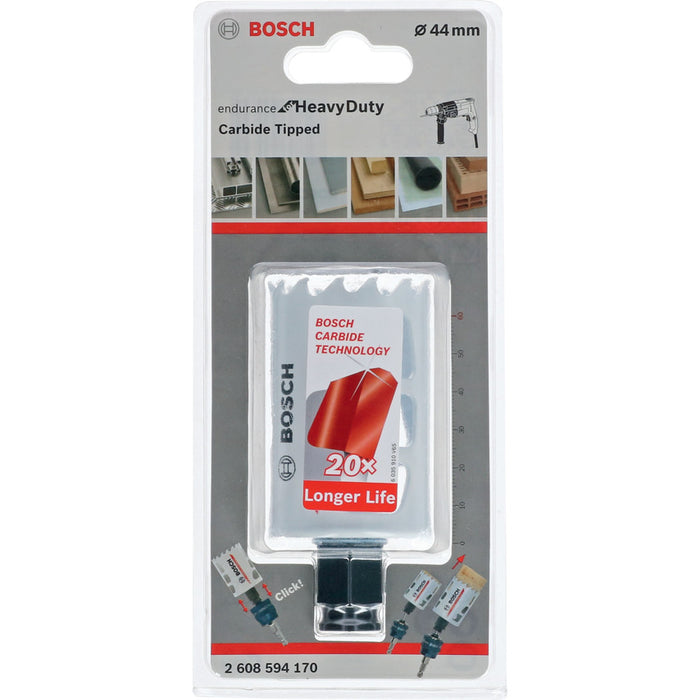 Bosch 44mm Carbide Hole Saw - Heavy Duty Endurance, 20x Longer Life - Carbide Tipped - Durable Cutter