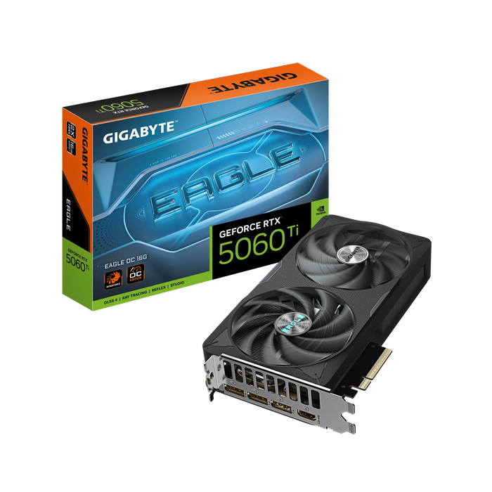 GIGABYTE nVidia GeForce RTX 5060Ti EAGLE OC 16GB - 16GB GDDR7; 128-Bit Memory Bus; 1x HDMI; 3x DisplayPort .