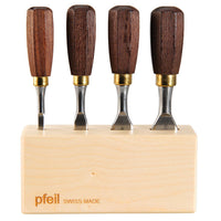 Pfeil Butt Chisels Set - 4 Piece Woodworking Tools, Swiss Made - For Fine Joinery & Modeling