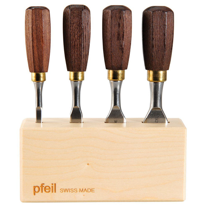 Pfeil Butt Chisels Set - 4 Piece Woodworking Tools, Swiss Made - For Fine Joinery & Modeling