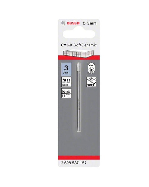 Bosch CYL-9 3mm Ceramic Tile Drill Bit - Fast Drilling, Long Life - 2608587157
