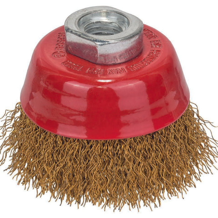 Bosch Brush - Wire cup brush, brass-coated 70 mm, 0,3 mm, M14, crimped wire -  1608614020