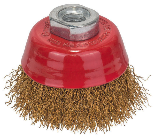 Bosch Brush - Wire cup brush, brass-coated 70 mm, 0,3 mm, M14, crimped wire -  1608614020