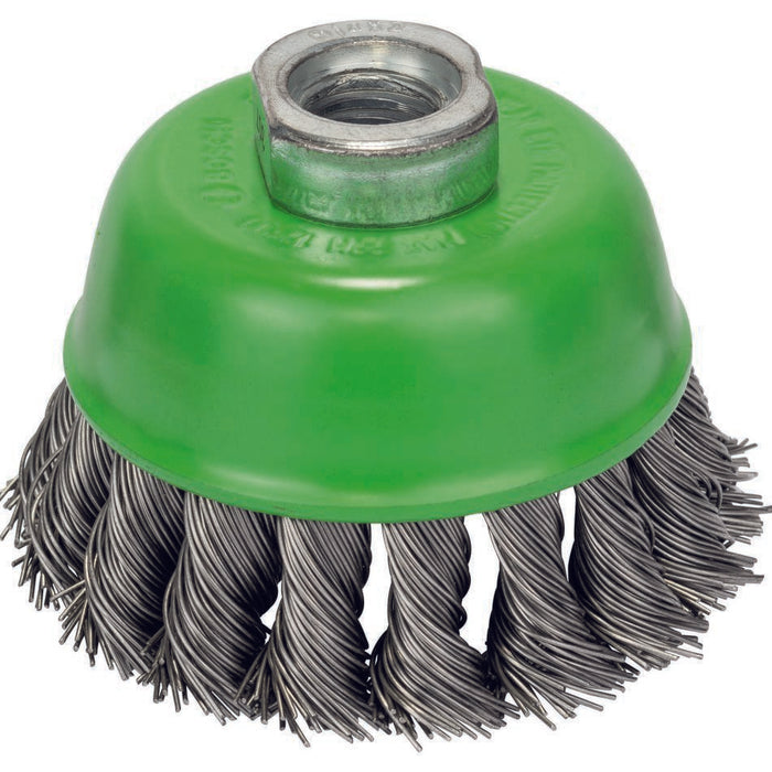 Bosch Brush - Wire cup brush, stainless 75 mm, 0,5 mm, M14, knotted wire -  2608622060