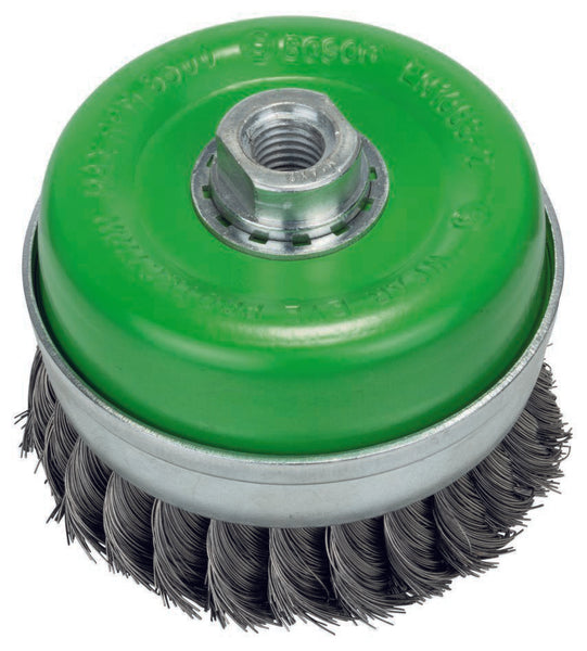 Bosch Brush - Wire cup brush, stainless 100 mm, 0,35 mm, M14, knotted wire -  2608622105