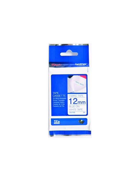 HellermannTyton : Brother TZ Fabric Label Tape 12mm x 3.0M Blue on White - (TZEFA3)