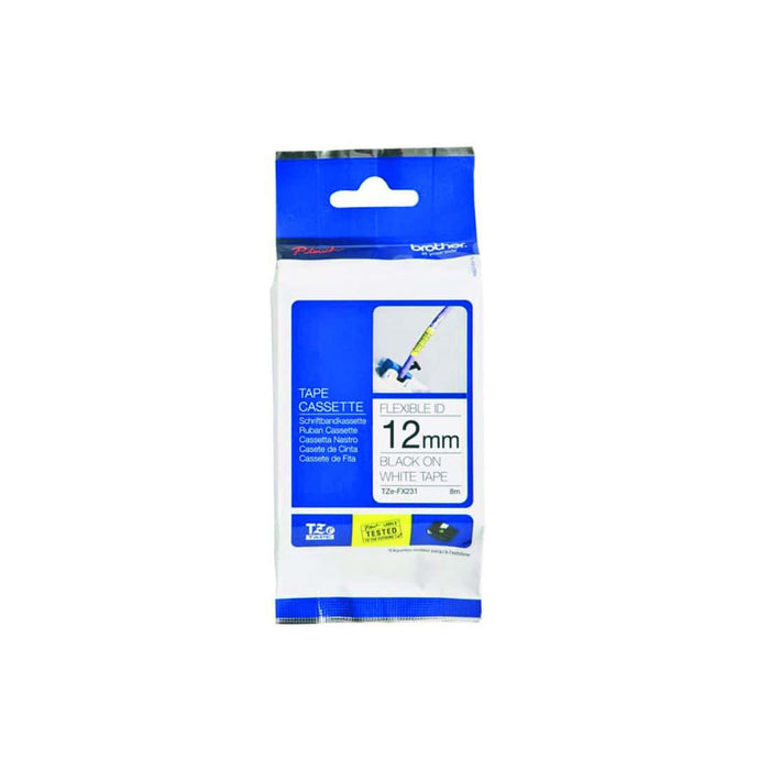 HellermannTyton : Brother TZ Flexible Label Tape 12mm x 8.0M  on White - (TZFX12BKWT)