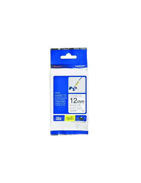 HellermannTyton : Brother TZ Flexible Label Tape 12mm x 8.0M  on White - (TZFX12BKWT)