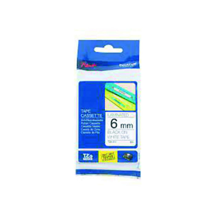 HellermannTyton : Brother TZ Flexible Label Tape 6mm x 8.0M  on White - (TZFX6BKWT)