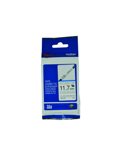 HellermannTyton : Brother TZ Heatshrink Label 12mm x 1.5M  on White - (TZHS12BKWT)