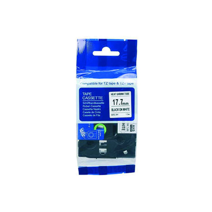 HellermannTyton : Brother TZ Heatshrink Label 18.0Mm x 1.5M  on White - (TZHS18BKWT)