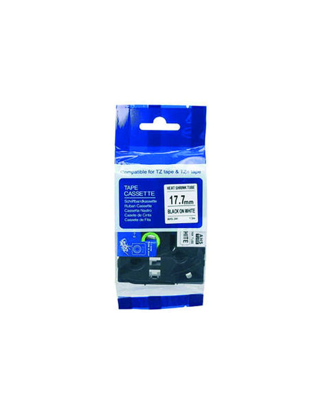 HellermannTyton : Brother TZ Heatshrink Label 18.0Mm x 1.5M  on White - (TZHS18BKWT)