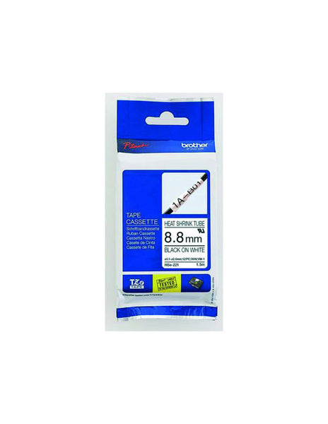 HellermannTyton : Brother TZ Heatshrink Label 9mm x 1.5M  on White - (TZHS9BKWT)