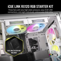 Corsair RX RGB Series; iCUE LINK RX120 RGB White; 120mm Fan; Triple Pack