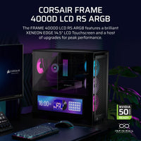 FRAME 4000D LCD RS ARGB Premium Mid-Tower PC Case; Includes 4x RS120 PWM ARGB Fans; XENEON EDGE; Black.