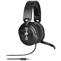 HS55 Stereo Carbon Headset; 50mm Audio Drivers; Omnidirectional mic; Analog; On-ear volume and mute controls - PC/PS/XBOX Corsair