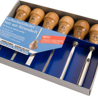Two Cherries Carving chisel set, 6 pcs. with pear shaped handle - in display box - 5696000