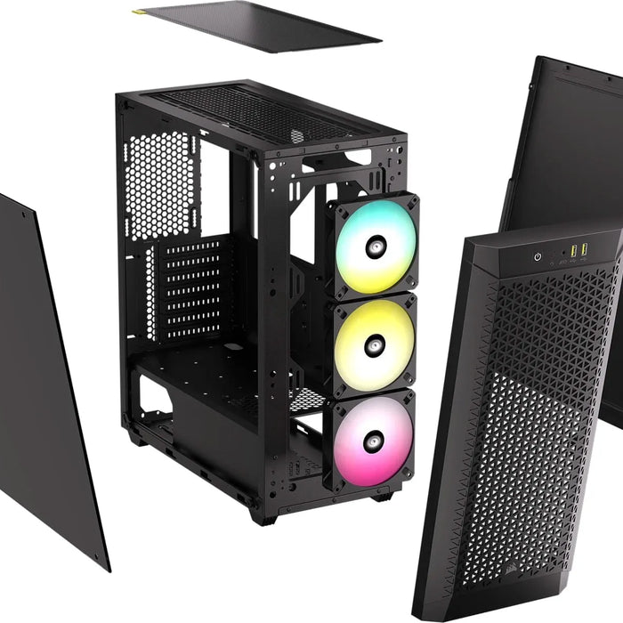 480T RGB Airflow Black Tempered Glass Mid-Tower; 2x 2.5'' Drive Bays; Up to 360mm; 1x 120mm fan incl