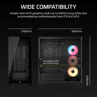 3500X RS-R ARGB Tempered Glass Mid-Tower PC Case; Black