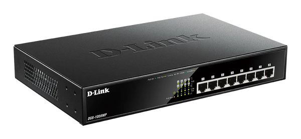 D-Link 8-Ports 10/100/1000Mbps Unmanaged Gigabit POE Switch (Metal Case; 8 x POE ports)
