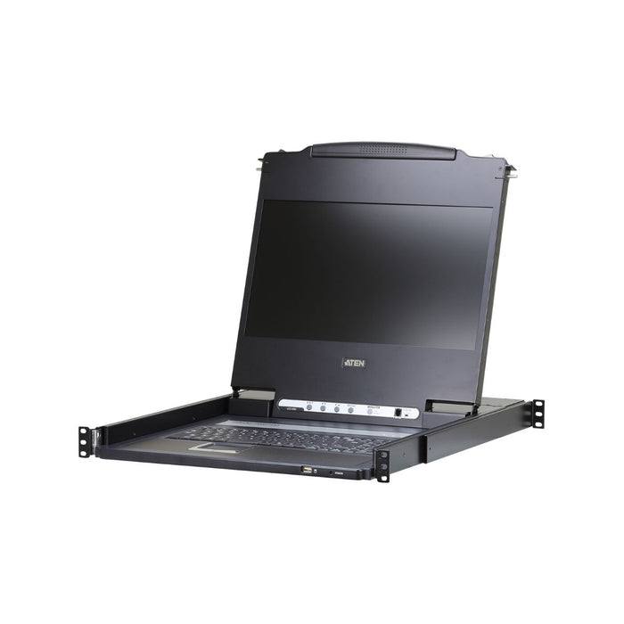17'' wide Screen Full HD LCD console support USB DVI; HDMI; VGA W/(US99KB/USKB/SPKB)/W/(US/EU) CORD/(LONG RACK) ATEN TECH-CL6700MW