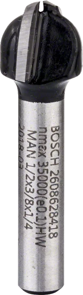 Bosch: Router bits  - Core box bits 1/4", R1 6,3 mm, D 12,7 mm, L 9,2 mm, G 40 mm -  SKU: 2608628418