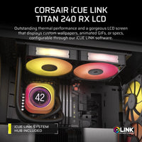 Corsair iCUE LINK TITAN 240 RX LCD Liquid CPU Cooler – RX120 RGB Fans – Fits Intel® LGA 1851/1700; AMD® AM5/AM4.