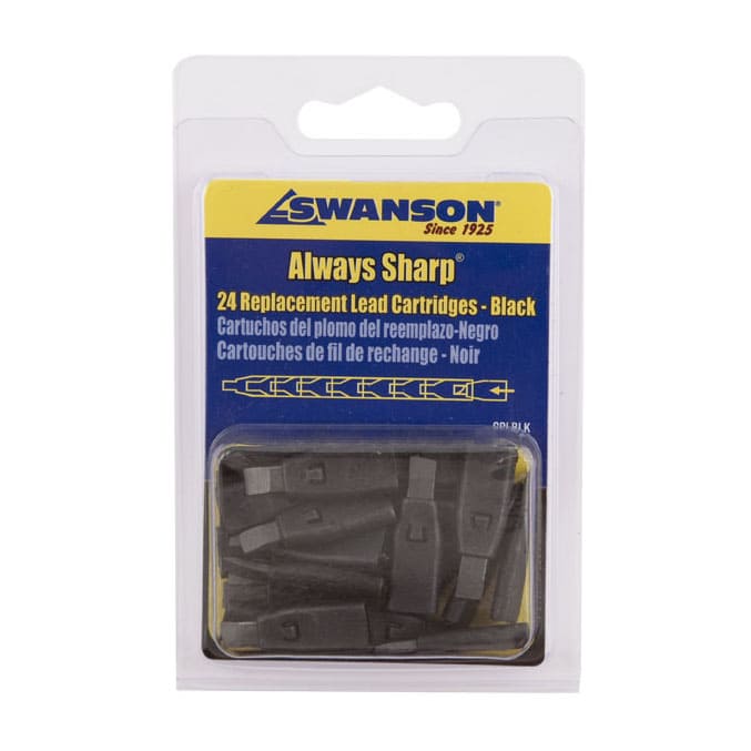 Swanson Always Sharp Carpenter Pencil Refills - 24 Black Lead Cartridges Replacement Tips