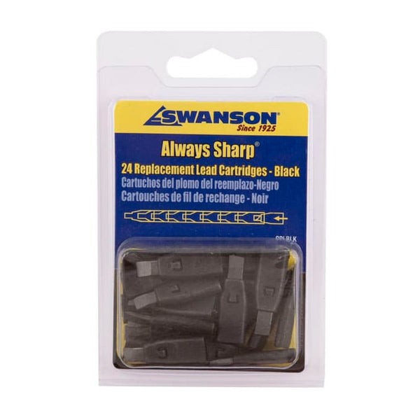 Swanson Always Sharp Carpenter Pencil Refills - 24 Black Lead Cartridges Replacement Tips