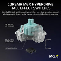 Corsair VANGUARD PRO 96% Hall Effect Gaming Keyboard - MGX Hyperdrive magnetic switches - Black.