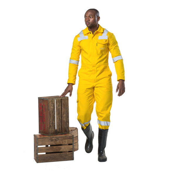 DROMEX D59 Mining Boiler Suit Yellow - High Visibility Workwear, Size 34