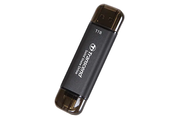TRANSCEND 1 TB ESD310C USB3.2 TYPE A & C (USB 10Gbps) OTG COMPACT PORTABLE SSD  - Read 1050MB/s Write 950 MB/s - Black-TS1TESD310C