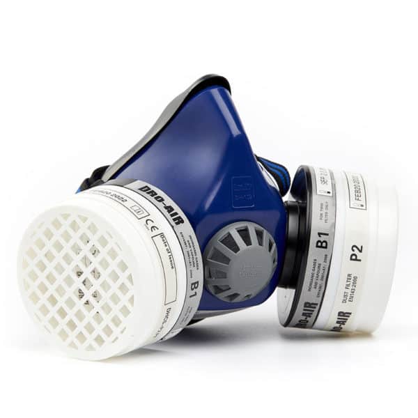 DROMEX Face Mask MIDI PVC Twin Filter Blue DH-102 Respiratory Protection
