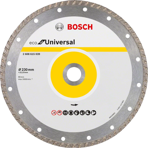 Bosch: Diamond discs  - ECO for Universal Turbo 230 x 22,25 - Continuous Rim -  SKU: 2608615039