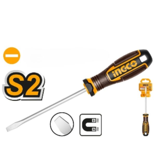INGCO Screwdriver SL4 100mm Magnetic Flathead - Premium Quality Hand Tool for Professionals and DIY Enthusiasts