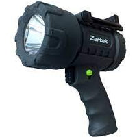 Mega Bright Spotlight, V5 LED, 750lm, Rechargeable High Capacity Battery, Heavy Duty, mains & vehicle charger, detach. RED Lense, Fully Rubber