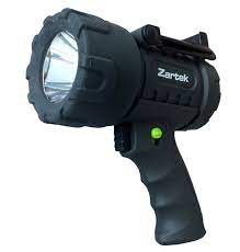 Mega Bright Spotlight, V5 LED, 750lm, Rechargeable High Capacity Battery, Heavy Duty, mains & vehicle charger, detach. RED Lense, Fully Rubber
