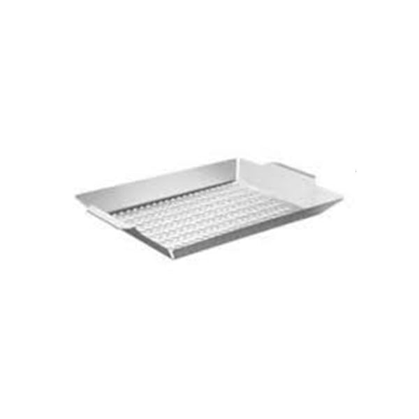 Stainless Steel Vegetable Grill Grid BBQ Basket. 47x30cm. Perforated Grill Pan for Gas or Charcoal Grills