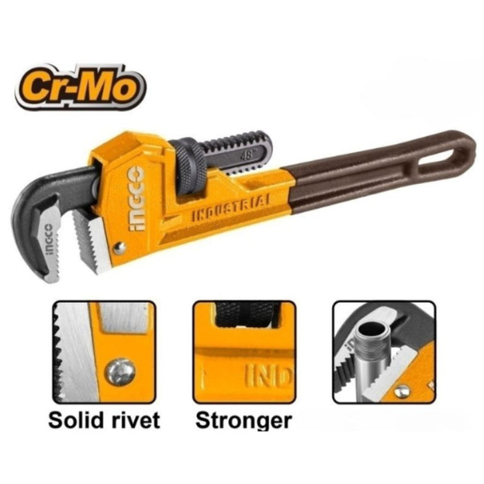 INGCO Pipe Wrench 450mm - Heavy Duty Adjustable Plumbing Tool