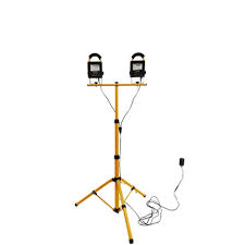 Zartek Dual LED Portable Floodlight with Tripod Stand,       2 x 10 Watt LED Globes = 20W,      1800 LM, 5m Heavy-Duty Cable, Mains and Vehicle Adaptors incl