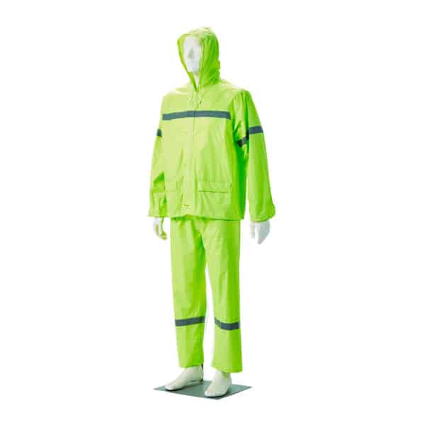 DROMEX RAIN SUIT RUBBER REFL/TAPE L/GREEN [2XL]  PRSRUB/SFL2XL
