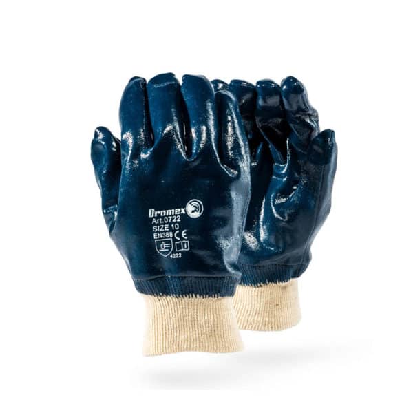 DROMEX GLOVE NITRILE BLUE FULL/COATED [10]  0722/10